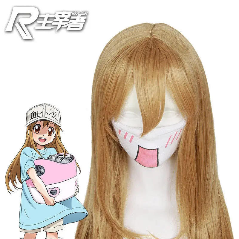Новые тромбоциты Hataraku Saibou Kesshoban на работе! Косплей коричневый парик волосы+ шапка Косплей Подарки