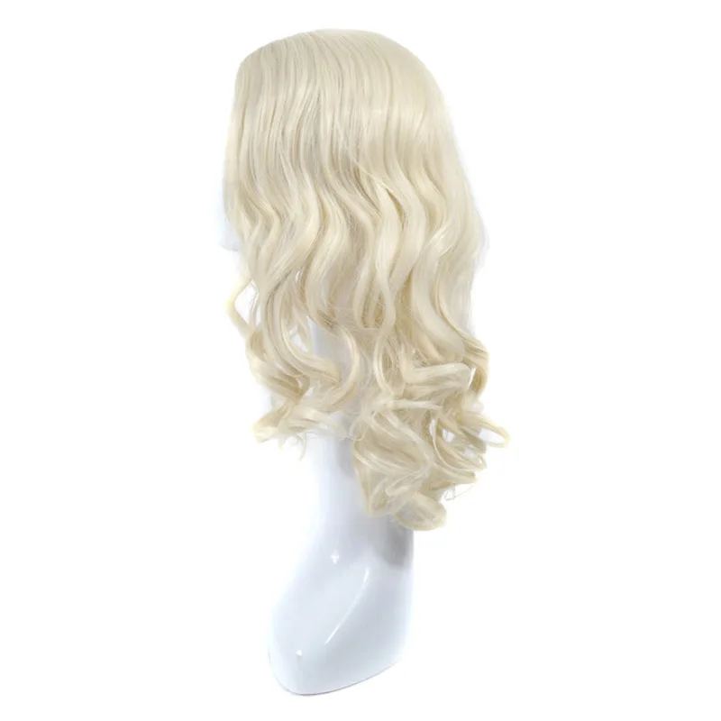 LIHUI White gold Wavy wig Long curly hair Synthetic wig Middle separation Wigs for Women