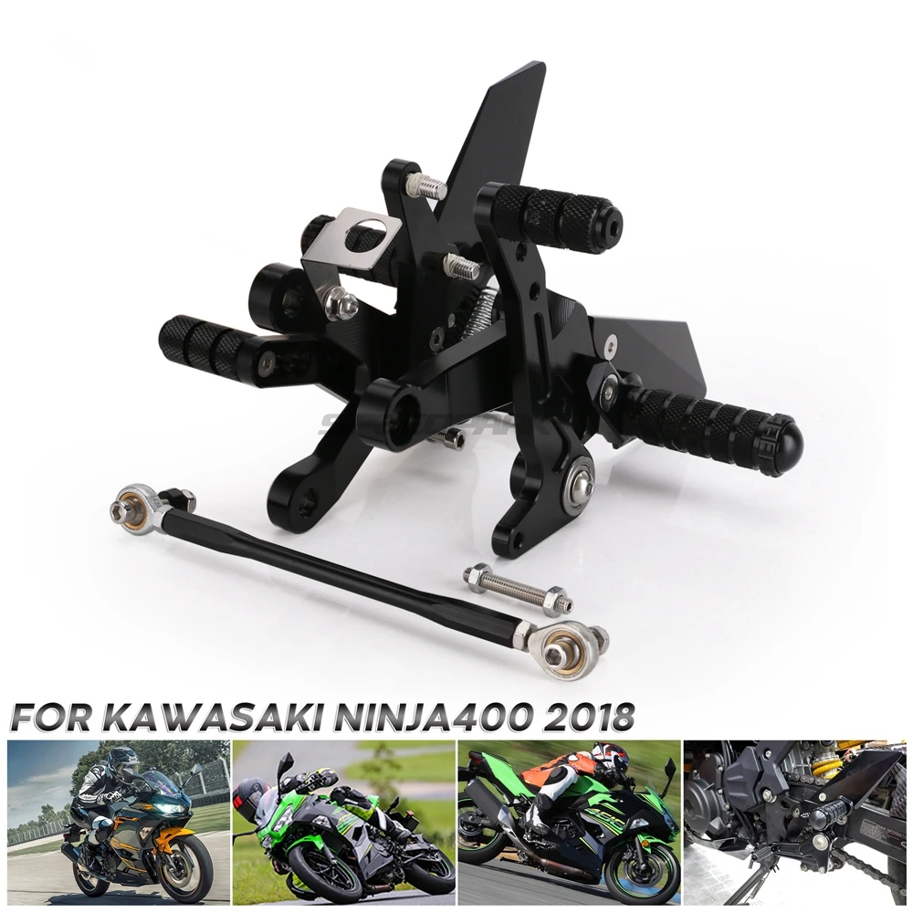 Для Kawasaki Ninja 400, набор для ног, задний комплект, мотоциклетная педаль, ЧПУ, гоночный задний комплект, подставка для ног, мотоцикл, переоборудование, подножки для ног