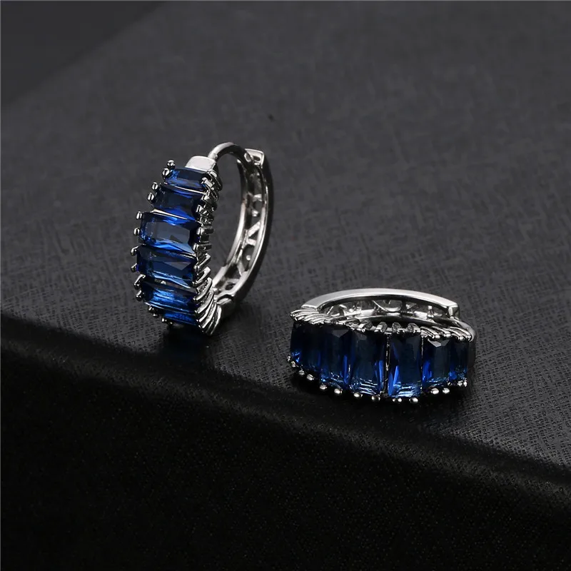 Серьги-кольца Iced CZ для женщин, ювелирные изделия в стиле бохо, серьги с синим цирконием, подарок для девочки, роскошные серьги с цирконием и кристаллами, Brincos Para As Mulheres