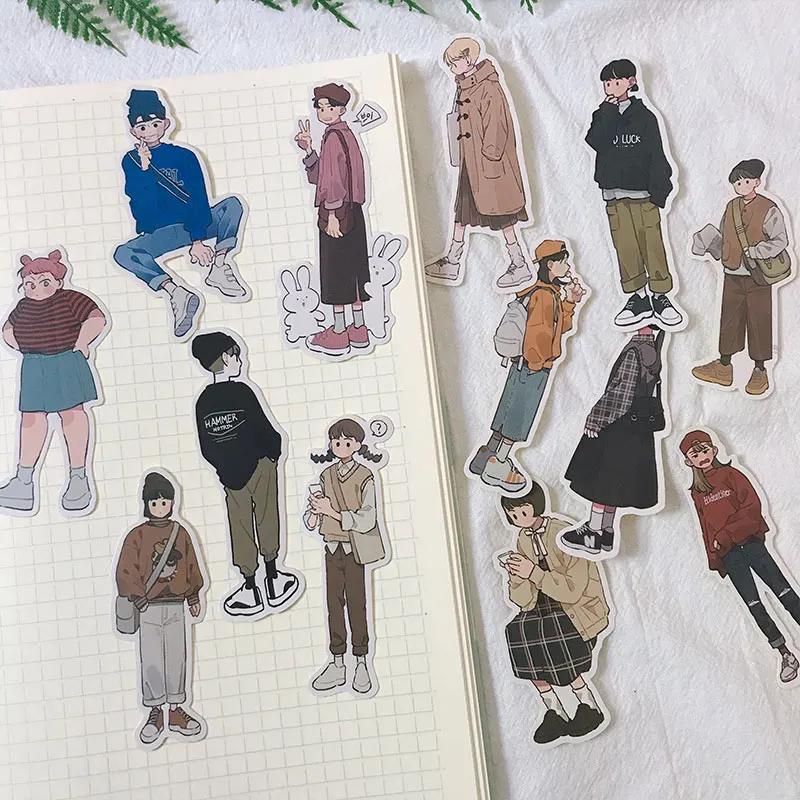13Pcs/Lot Korean Fashion Boy Girl Young Sticker DIY Craft Scrapbooking Album Journal Happy Planner Decorative Stickers | Канцтовары для