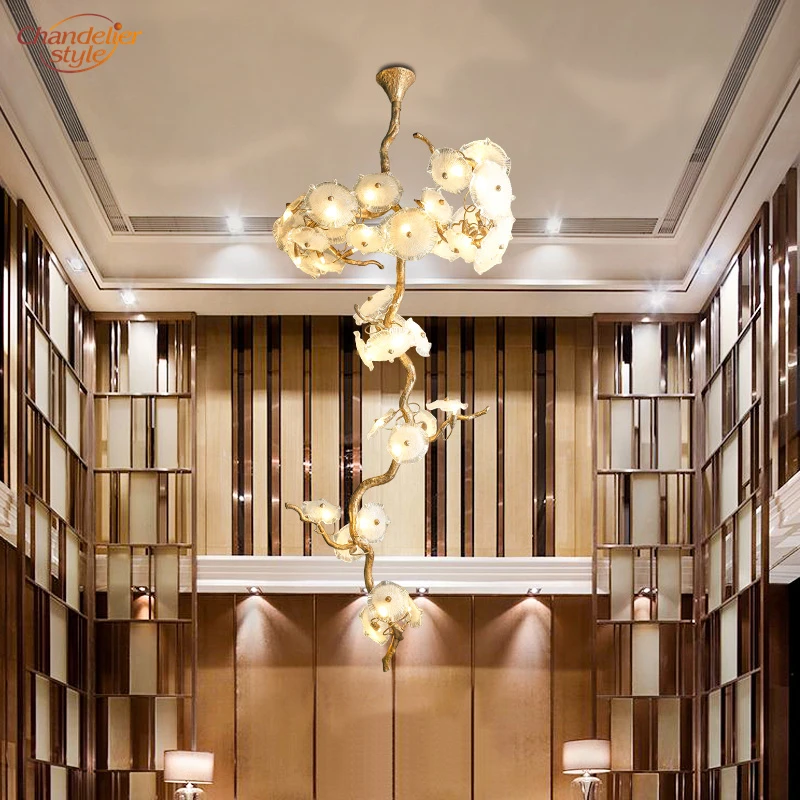 Современная латунная подвесная люстра роскошный стеклянный светильник с