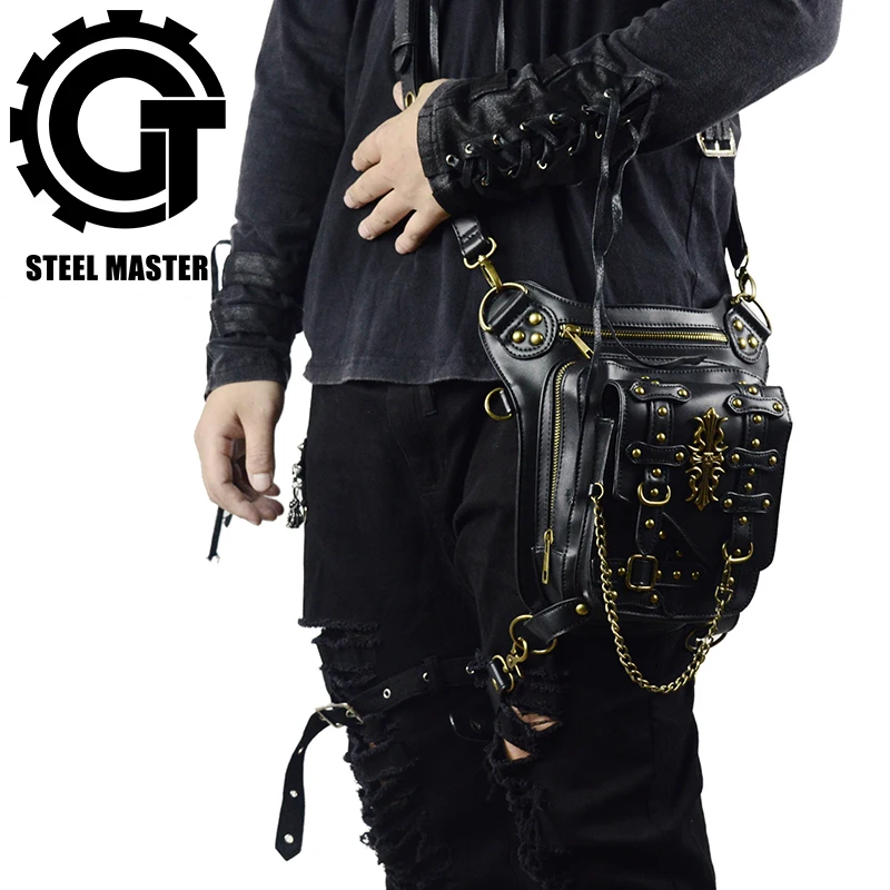 

2019 punk style Women bag Casual Durable bum bag Belt Canvas Multifunction Military Bag Zipper Genuine leather Waist Bag