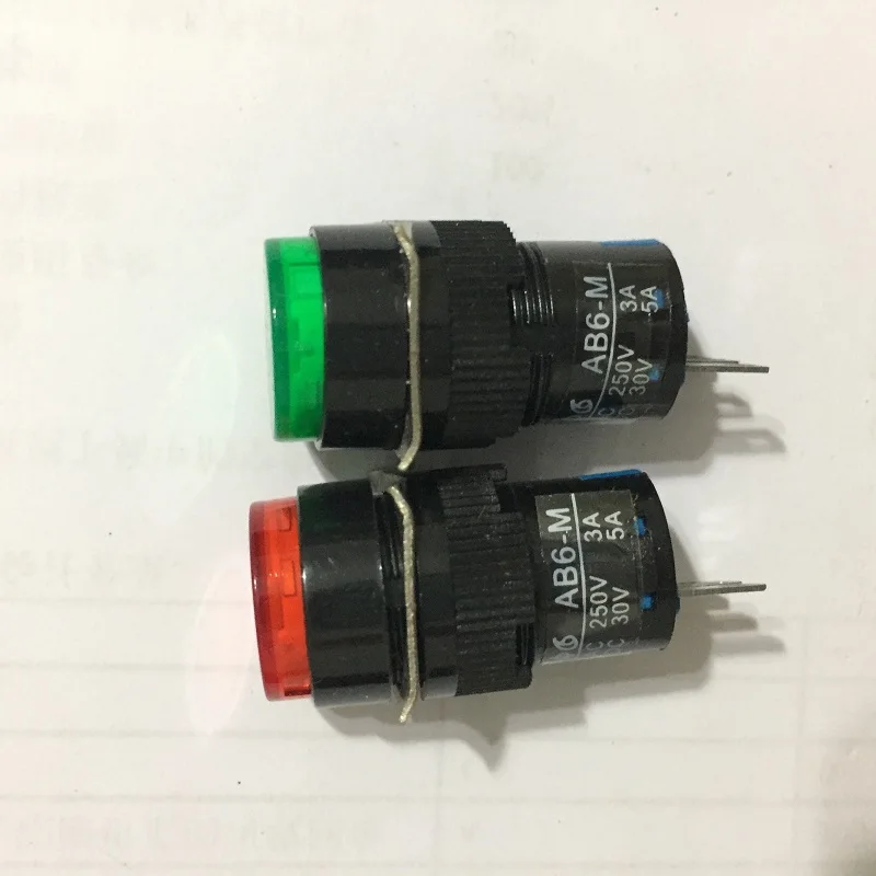 

AB6Y-M 5Pcs Push Button Switch Round 5-Pin with Light for Automation Equipment AL6Y-M