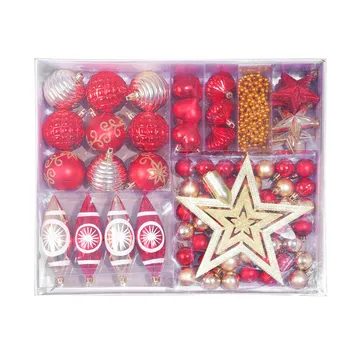 

Christmas Tree Ornaments Set 74 Piece Set Shatterproof Christmas Balls Stars Pendant Decorations for Hotel Restaurant Mall