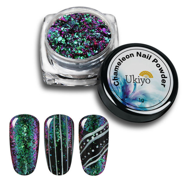 Box Chameleon Powder Need Black Base 3D DIY Flakes Sequins Nail Glitter Powder Chrome Pigment Nail Art Decorations