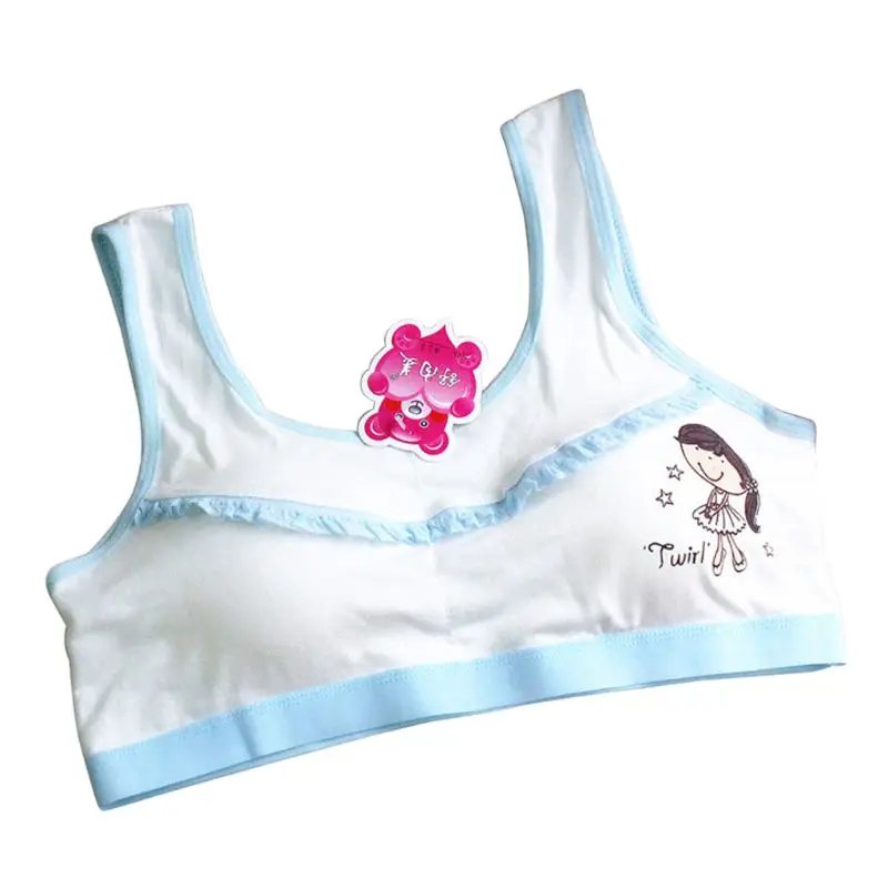 

Teen Girl Cotton Bra Cartoon Figure Lace Decor Underwear Contrast Sport Bralette