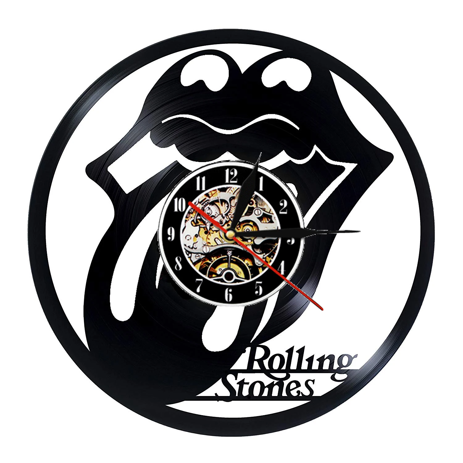 Виниловая пластинка настенные часы современный дизайн Музыкальная Тема Rolling Stone Band Подвесные часы винтажные настенные часы домашний декор бесшумные
