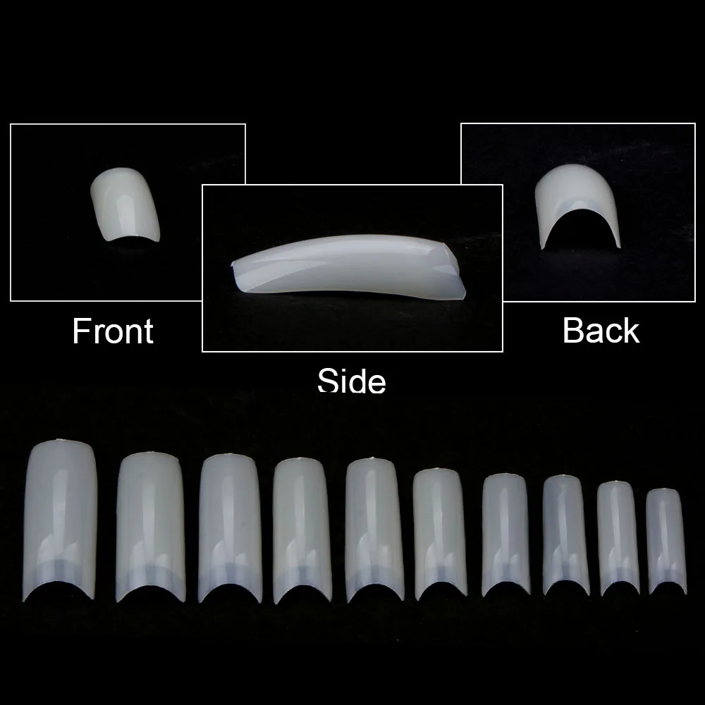 Nail Capsules Artificial Nail Tips Full Cover Nails Tips Acrylic Transparent Capsules French Manicure False 500pcs/Box Fake Nails