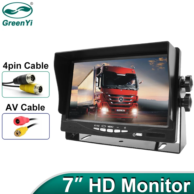 

Камера ночного видения GreenYi HD 800*480, камера заднего вида для грузовика, 7 дюймов, 4 контакта, монитор заднего хода для автобуса, грузовика, RV