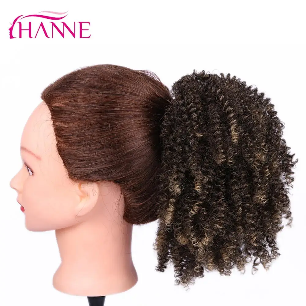 HANNE синтетический парик булочка шнурок афро слоеный короткий обертывание кудрявый конский хвост наращивание волос пряди шиньон резинка для женщин