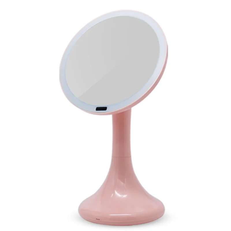 light pink Инфракрасный индукционный переключатель для тела, зеркало для макияжа, вращение, настольное круглое зеркало, аккумулятор или USB, Bluetooth, динамик, светильник, зеркало - Цвет: light pink