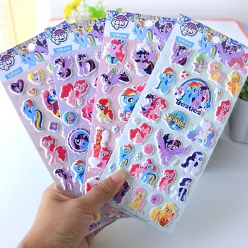 

4PCS My Little Pony unicorn Friendship Action Toy Figures 3D three-dimensional bubble stickers cartoon anime for kids Gift 2A40