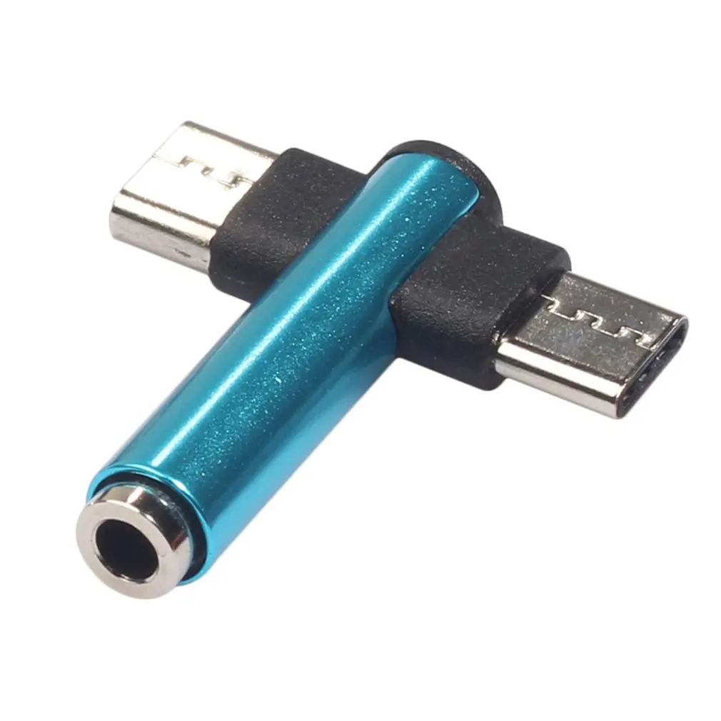 blue Type-C к type C 3,5 мм, AUX, разъем для зарядки аудио адаптер 2 в 1 сплиттер адаптер для huawei для Xiaomi для samsung - Цвет: blue