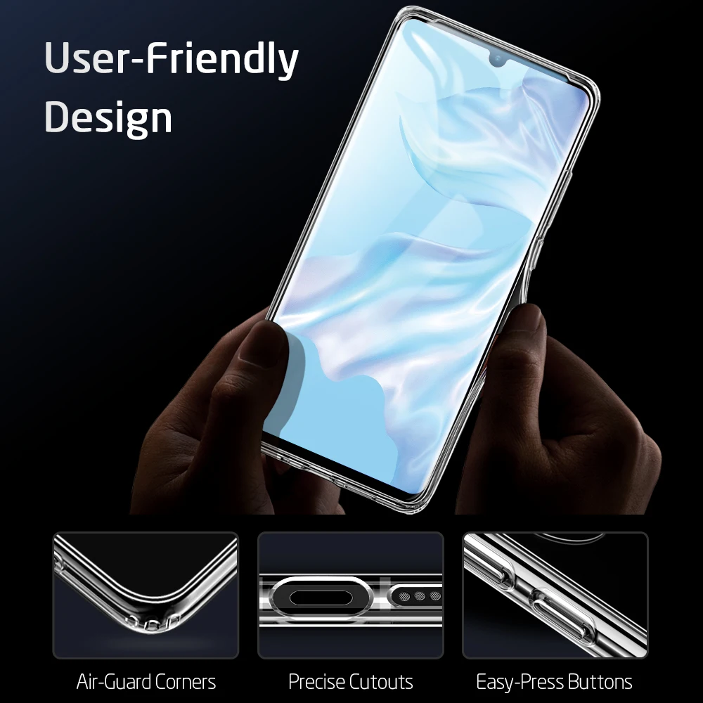 Прозрачный чехол ESR из закаленного стекла для Huawei P30 Pro полное покрытие мягкий ТПУ