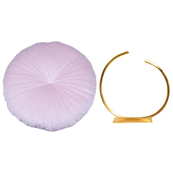 

Pink Nordic Style Pumpkin Shape Cushion Decorative Seat Pillow with Nordic Style Golden Brass Vase Dried Flower Vase
