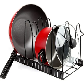 

8-Layers Stainless Steel Pan Organizer Holder Cutting Board Pan Pot Adjustable Shelf Accessories Kitchen Cookware Storage Rack