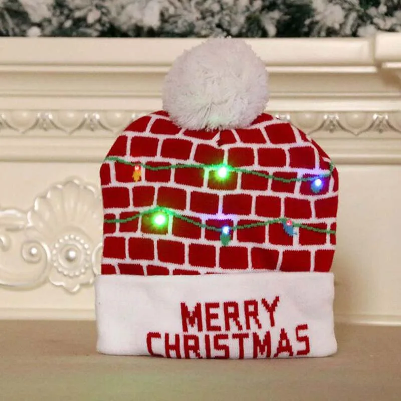 

XEONGKVIEurope America Luminous Christmas Hat Autumn Winter Warm High-grade Children Christmas Santa Claus Knitted Hat For Women