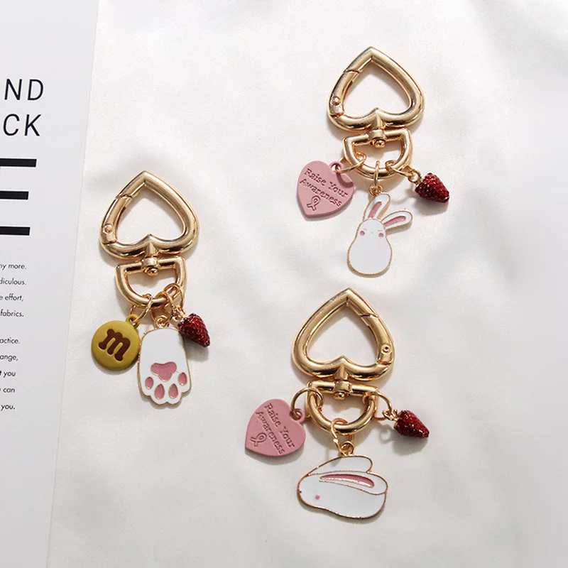 Cute Little White Rabbit Girl Lovely Key Chain Korean Ins Red Alloy Oil Drop Bag Pendant Airpods Protective Cover Accessories | Украшения и
