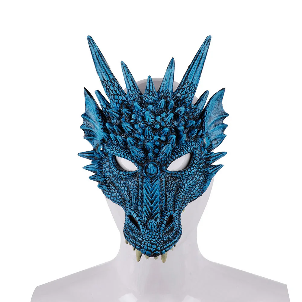 

3D Dragon Mask Full Face Mask PU Mardi Gras Halloween Carnival Party Cosplay Mask Realistic Animal Mask