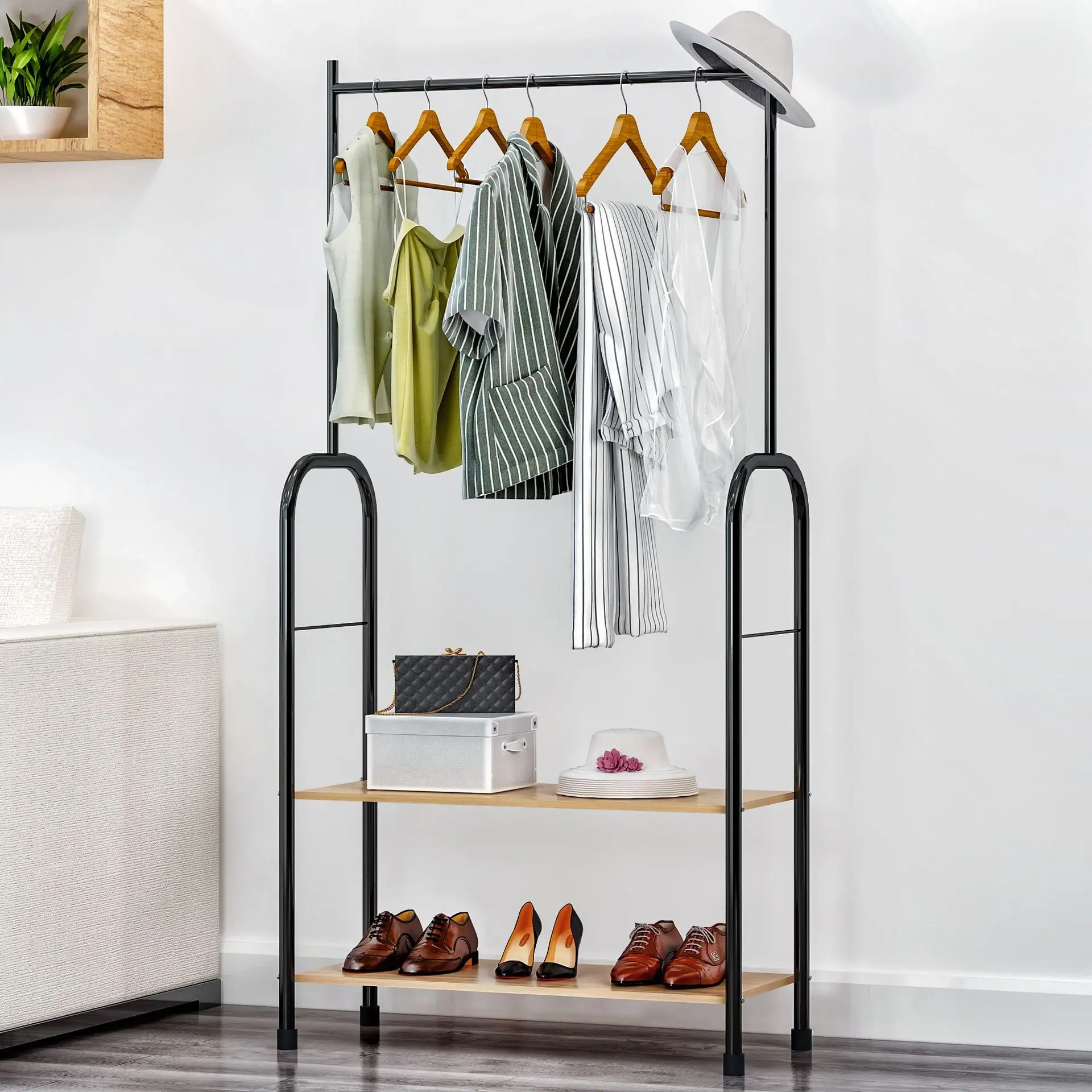 

Suo Ernuo Hallstand Floor Storage Shelf Bedroom Clothes Rack Simplicity Cloth Rack Household Economical Clothes Hanger