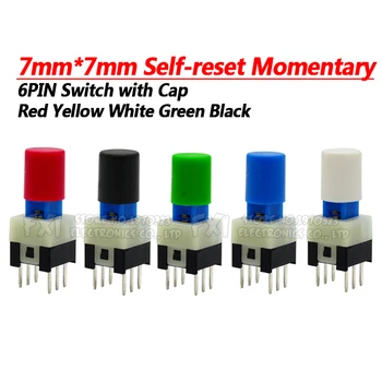 

10Sets = 20PCS 7*7mm with cap Self reset Momentary Push Tactile Power Micro Switch Kit 6 Pin Button Switches 7*7mm