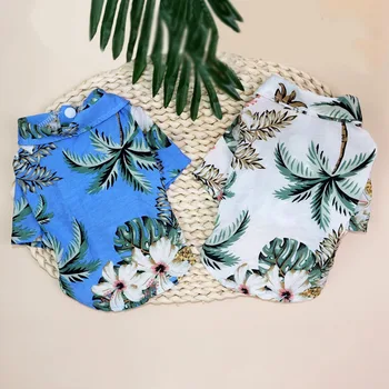 

Summer Dog Shirt Leisure Style Chiffon Puppy Vest Coconut Tree Beach Pet Clothes Breathable Cool Dogs