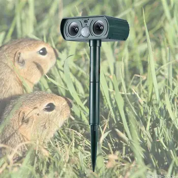 

Ultrasonic Outdoor Solar Animal Deterrent with Motion Sensor Flashing LED Light Waterproof Animal Scarer Repellent