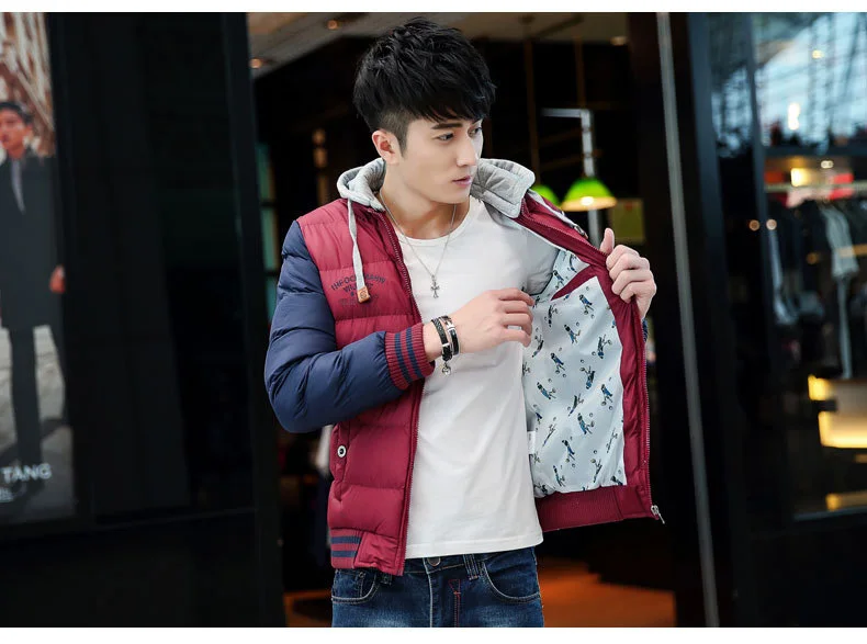 Fashionable Thick Parka Cotton Jacket for Men Autumn Winter Casual Clothing Classic Warm Windbreaker with Zipper Hoodie