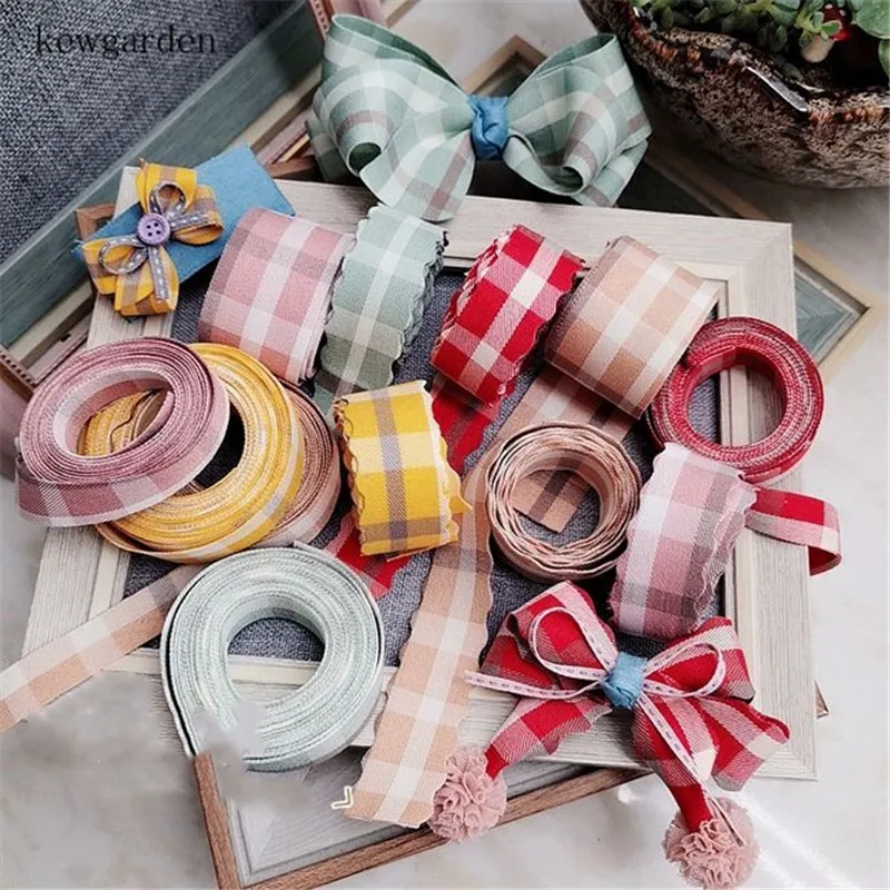 Kewgarden ленты в шотландскую клетку 35 мм 25 мм 15 мм 1," 1" DIY бант в качестве аксессуара хлопок атласная лента вручную изготовленная лента лямки 5 метров