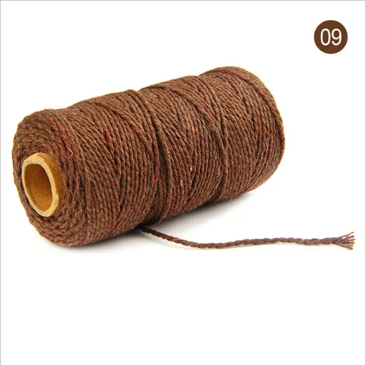 Brown Красочные хлопчатобумажные витые нитки для шитья, 100 м, макраме, ремесла, хлопчатобумажная льняная веревка, домашний текстиль, сделай сам, Свадебный декор - Цвет: Brown