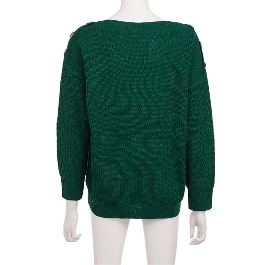 Новые женские свитера пуловер Плюс размер Женский вязаный Однотонный свитер с длинным рукавом и круглым вырезом Зимний вязаный свитер
