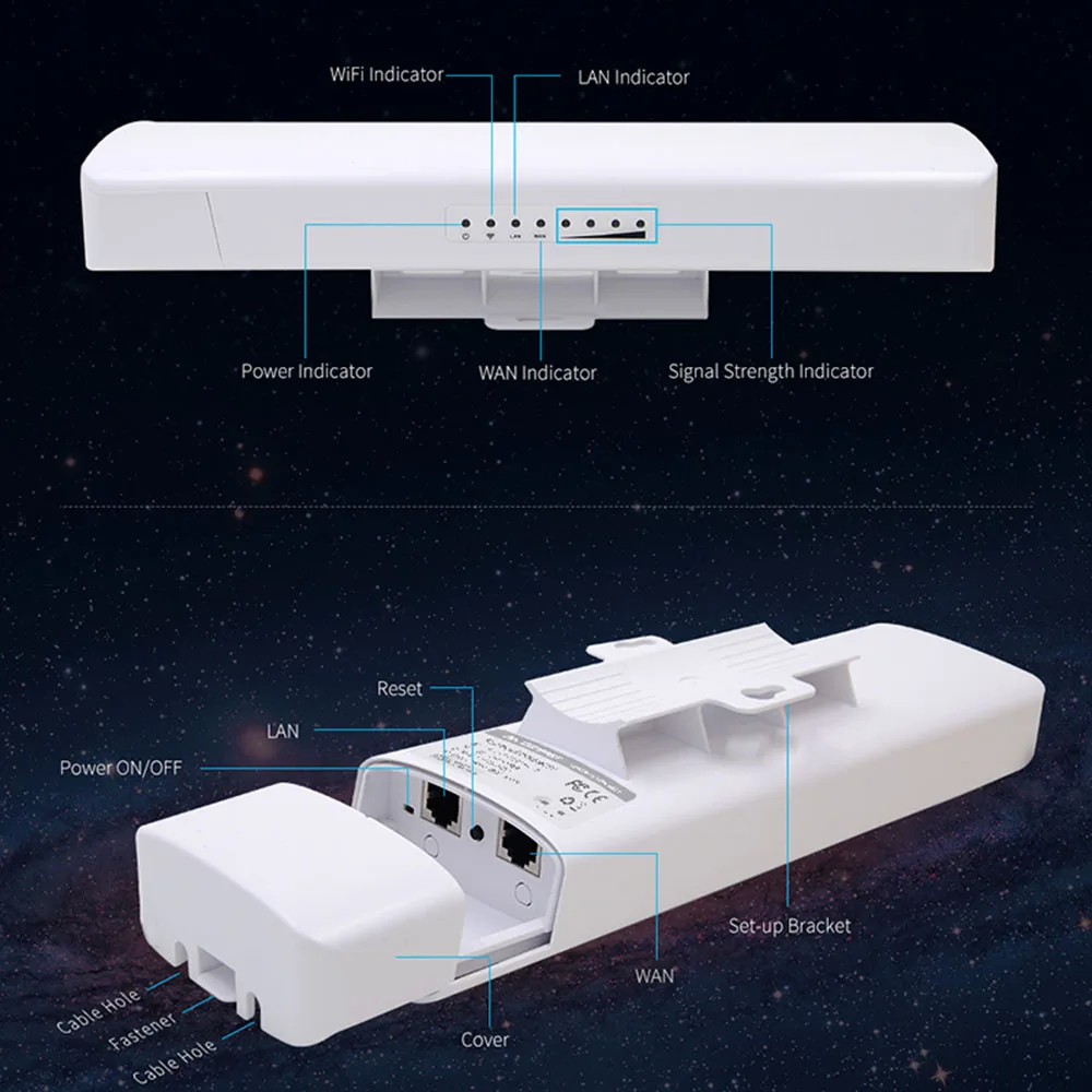 Comfast Cf-E314N 1-3 км открытый Wifi Cpe Wifi повторитель 300 Мбит/с 2,4 г Wi-Fi точка доступа Ap беспроводное расширение Wifi Cpe маршрутизатор 48 в Poe