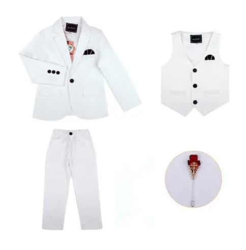 jacket vest pants Лидер продаж, торжественные Брендовые костюмы с цветочным принтом для мальчиков Свадебный комплект, Детский костюм платье-смокинг вечерние костюмы, жилет брюки, пальто, костюмы для церемонии - Цвет: jacket vest pants