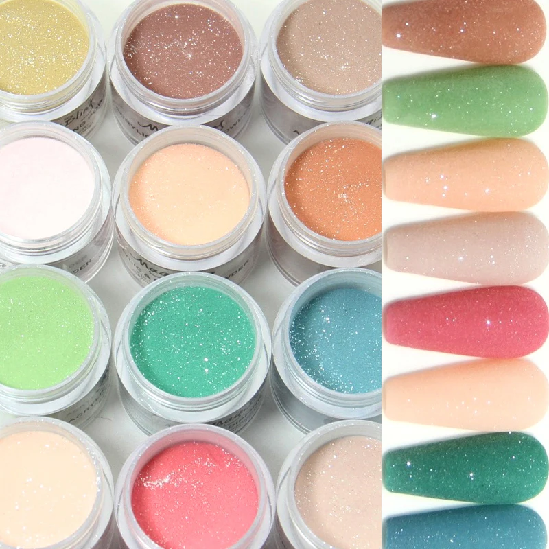 7g Shiny Glitter Acrylic Powder Nail Extension Design Color Powders Engraving 3D Pattern Nails Crystal Manicure Art Decorations 2