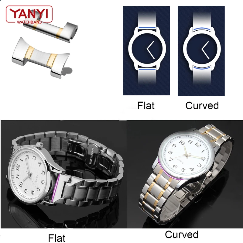 Premium Stainless Steel Curved End Watchband Strap