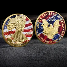 

2018 Gold Plated Relief Statue of Liberty Eagle Yang Commemorative Coin Gold Coin Crafts Collectibles Home Decoration