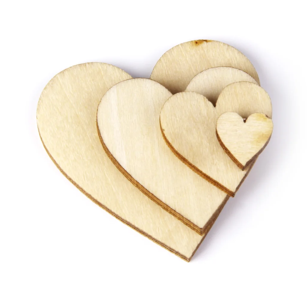 Wholesale Blank Wood Heart Embellishments Wood Heart Slices for Wedding Valentine DIY Arts Crafts Card Making