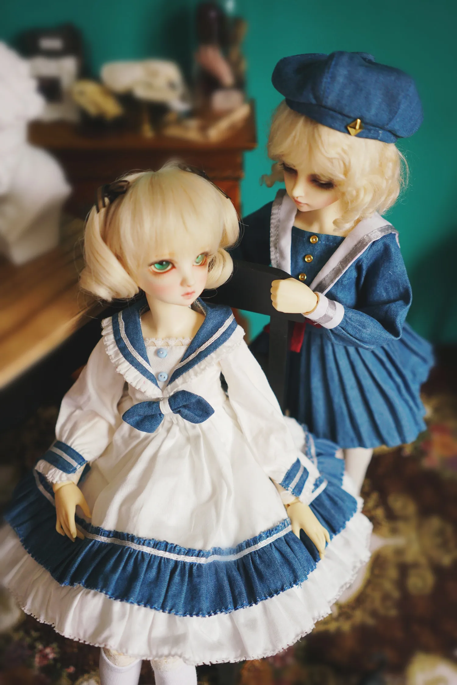 Модная Одежда для кукол, платье для кукол BJD 1/4 1/3 1/6, аксессуары для кукол, Морской стиль, студенческие платья для девочек, куклы