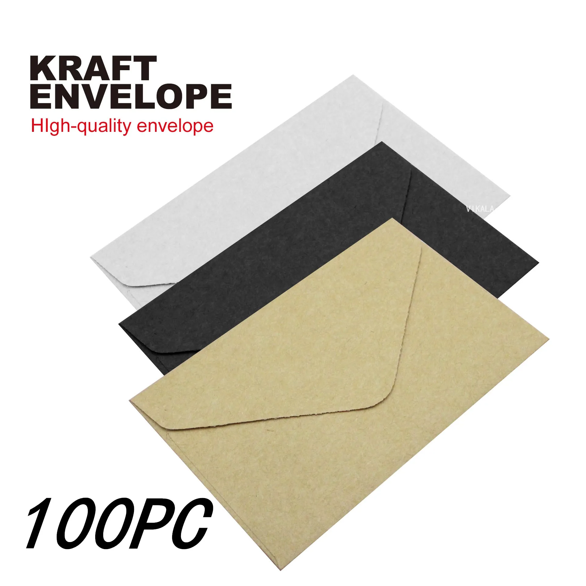 

100PC Classical White Black Kraft Blank Mini Paper Window Envelopes Wedding Invitation Envelope Gift Envelope