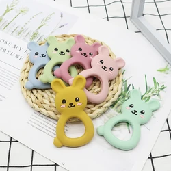 Mordedor de silicona de grado alimenticio para bebé, conejo, regalo de lactancia para recién nacido, sin BPA, Cuentas pequeñas de silicona para dentición, 1 unidad