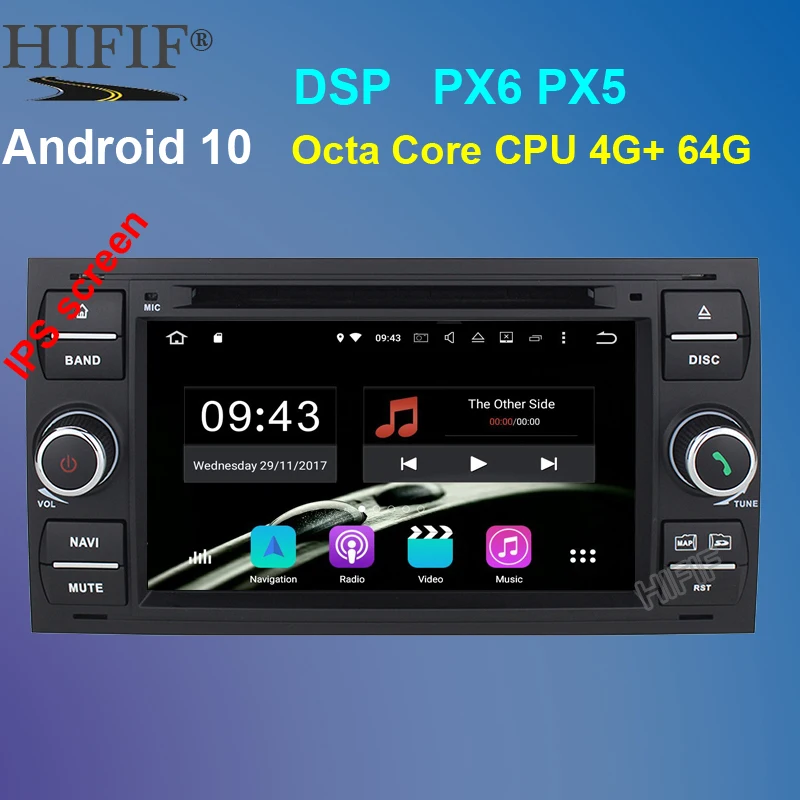 PX6 Android 10 DAB + Автомобильный dvd плеер в тире для Ford Transit Focus Connect S MAX Kuga Mondeo с