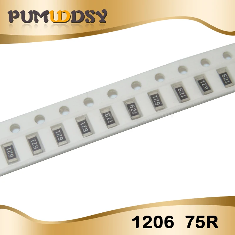 100 шт. 1206 SMD резистор 75 Ом резистор проволочного чипа 0,25 W 1/4W 75R
