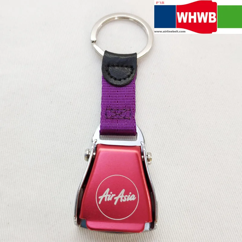 Красный AirAsia авиакомпания блестящая отделка сиденье самолета ремень пряжка брелок на подарок путешествия тег полета милый брелок для ключей персональный брелок - Название цвета: Фиолетовый