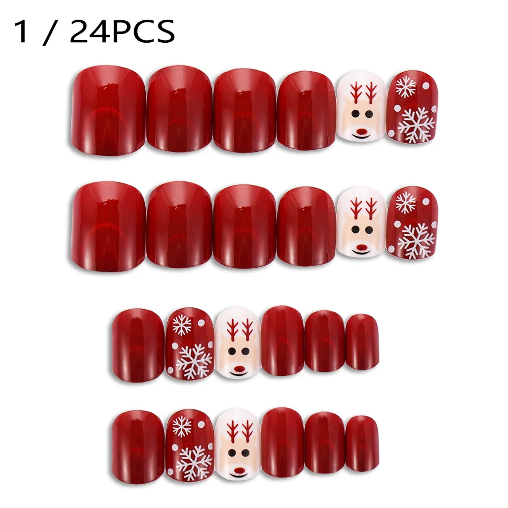 1 Новые 24 шт Плоские верхние Nep Nagels Kunstnagels для леди Рождество Kunstnagels Nieuwe Ontwerp Dagelijkse Decoratie для маникюра - Цвет: 1