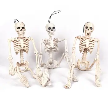 

Full Body Hanging Adult Human Skeleton Halloween Props Scientific Bones Models Realistic Posable Skull Party Building Decor