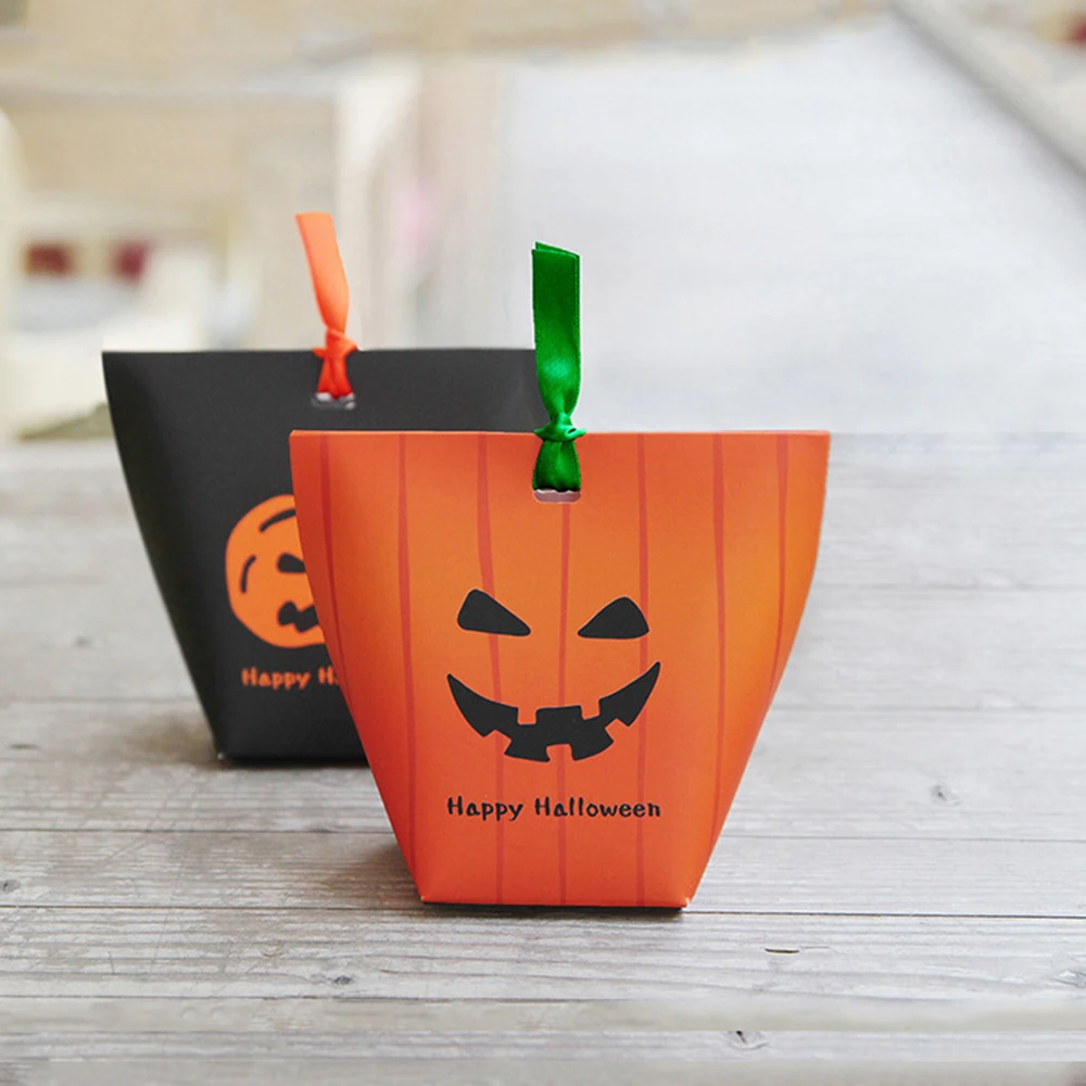 

10/20/50Pcs Folding Paper Candy Box Bag Halloween Party Gift Packing Carton Cookies Package Box Halloween Pumpkin Decoration D25