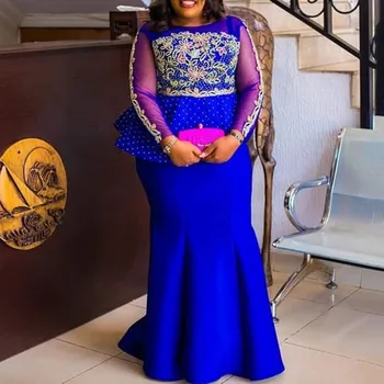 

African Dresses For Women Dashiki Long Maxi Dress 2020 Mesh Long Sleeve Peplum Ruffles Africa Maxi Dress Africa Clothing