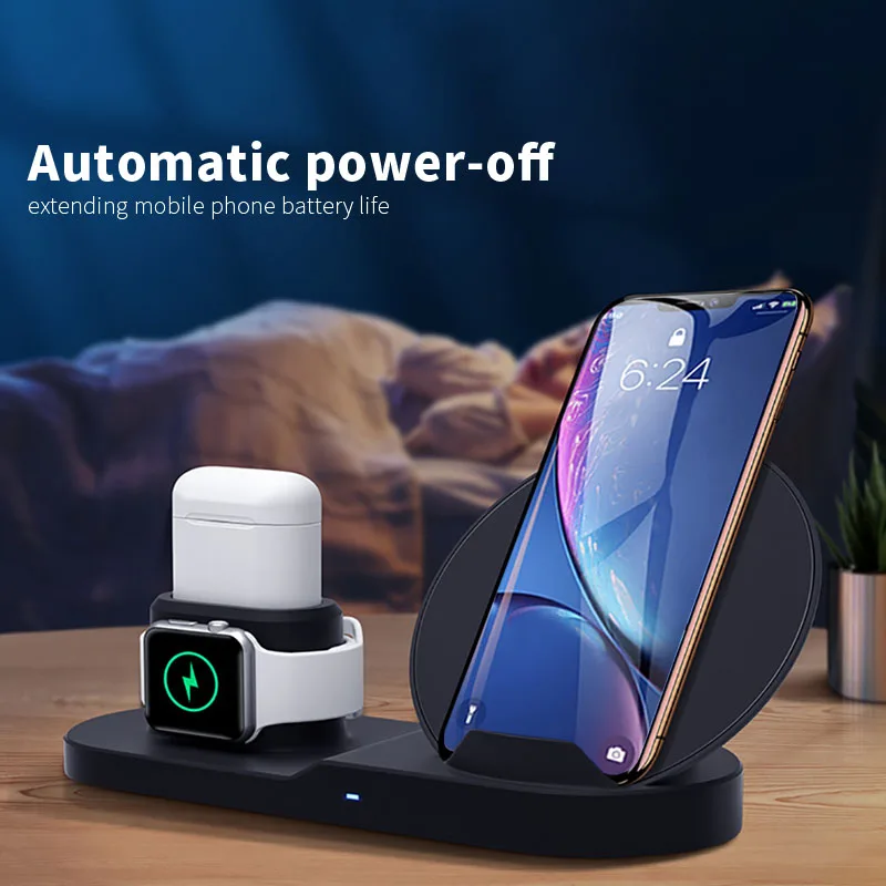 3 в 1 беспроводная зарядная подставка для iPhone 8 X XR XS Беспроводная док станция