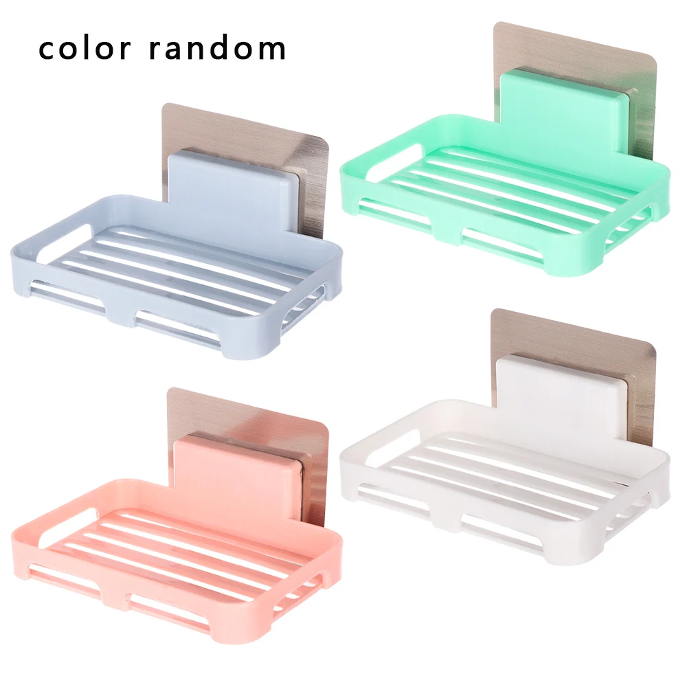 color random Настенный стеллаж для хранения мыла в ванной комнате, органайзер, кухонная подвесная полка, гибкая мыльница, держатель для губки 12,5*8 см - Цвет: color random